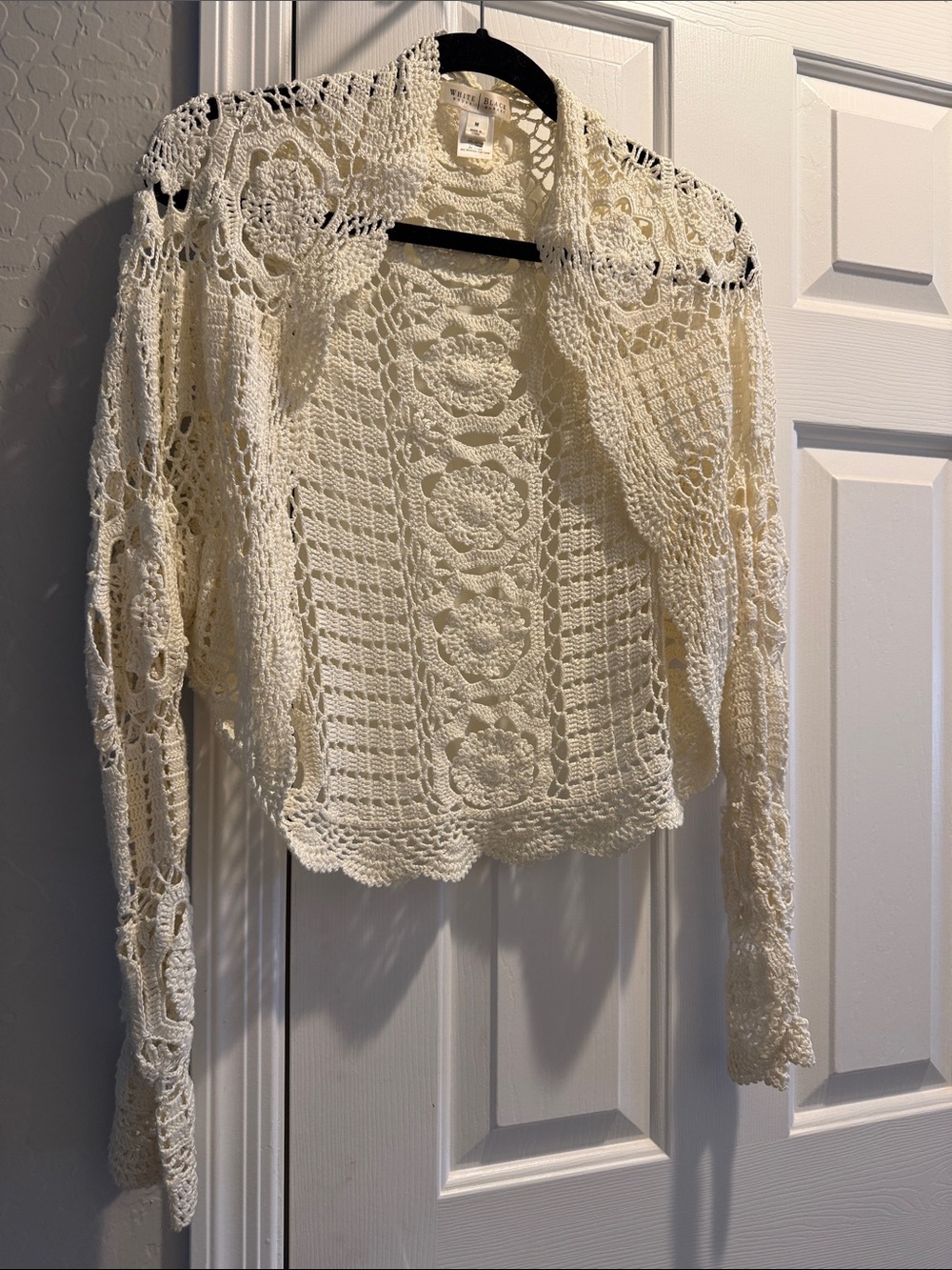 White House Black Market crocheted shrug